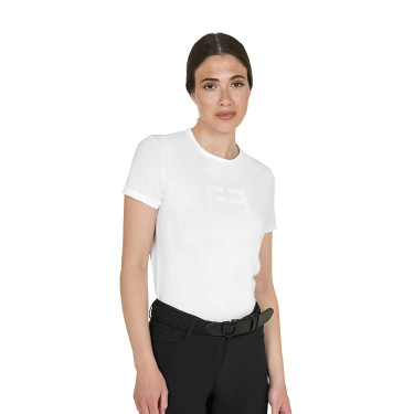 T-shirt basique Equestro femme logo brillant ton sur ton Blanc T-shirt basique Equestro femme logo brillant ton sur ton Blanc