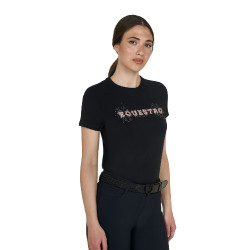 T-shirt Equestro femme strass en coton Noir