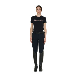 T-shirt Equestro femme strass en coton Noir