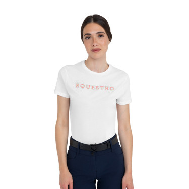 Dames T-shirt met strass van katoen Wit