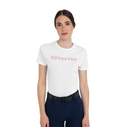 T-shirt Equestro femme strass en coton Blanc