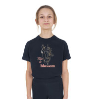 T-shirt Equestro fille Time to Blossom en coton Marine Bleu marine