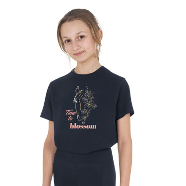 Meisjes-T-shirt Time to Blossom van katoen Marine Marineblauw