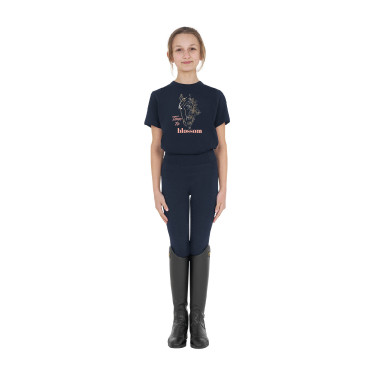 Meisjes-T-shirt Time to Blossom van katoen Marine Marineblauw