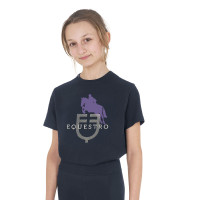 Unisex kindert-shirt Horse Jump Glossy van katoen Marine Marineblauw