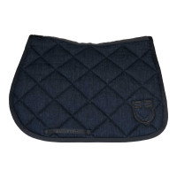 Tapis de selle de saut Equestro en tissu technique effet denim Blue denim