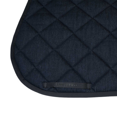 Tapis de selle de saut Equestro en tissu technique effet denim Blue denim