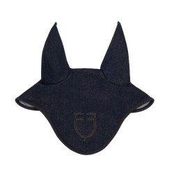 Oornetje in technische stof met denimlook met logo Blauw denim