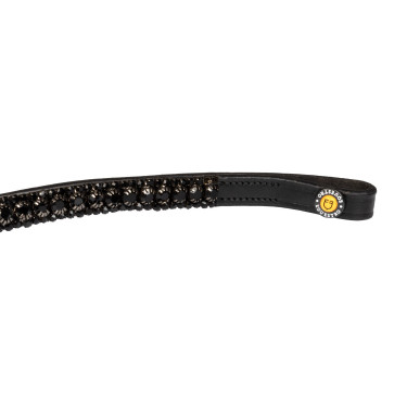 Frontal Equestro avec triple rangée de cristaux Noir / noir