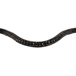 Frontal Equestro avec triple rangée de cristaux Noir / noir
