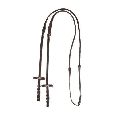Rênes en cuir Equestro avec grip en caoutchouc