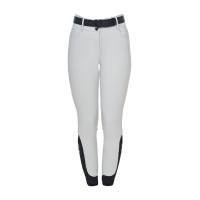 Damesbroek met hoge taille met stras-logo Havenmist Grijs