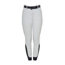 Pantalon Equestro femme taille haute logo en strass Brume du port Gris