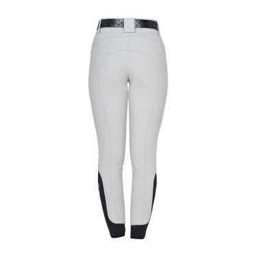 Pantalon Equestro femme taille haute logo en strass Brume du port Gris