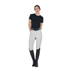 Damesbroek met hoge taille met stras-logo