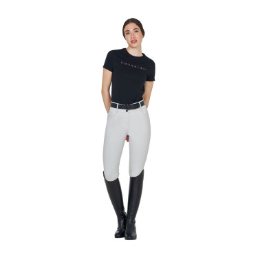 Damesbroek met hoge taille met stras-logo