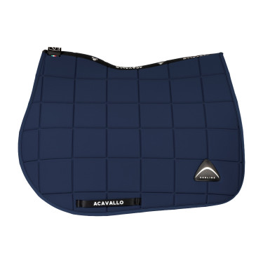 Tapis de selle de saut Acavallo en tissu technique à carreaux Sublime Marine Bleu marine