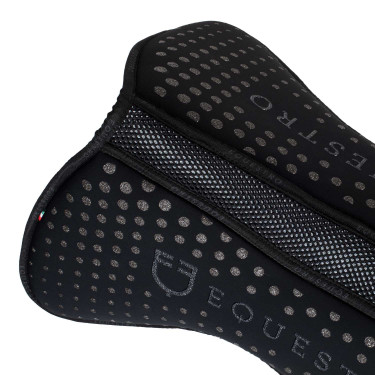 Amortisseur en mousse à mémoire Equestro de forme avec grip pailleté et logo en silicone Noir / argent
