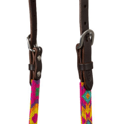 Bride western Pool's avec perles multicolores et cuir huilé à une oreille Marron foncé