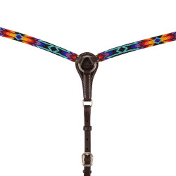 Collier de chasse western Pool's en cuir huilé avec perles serape Marron foncé