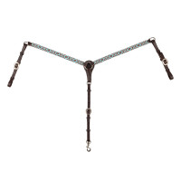 Collier de chasse en cuir Western Pool's avec perles en strass Marron foncé