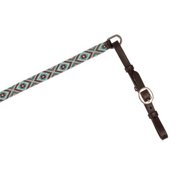 Collier de chasse en cuir Western Pool's avec perles en strass Marron foncé