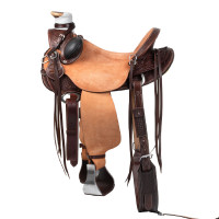Selle western Wade Arizona Pool's avec sangle arrière et protection de couteau Marron foncé / naturel