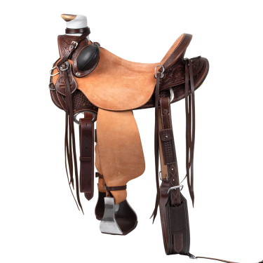 Wade Western Arizona-zadel MET achterste singel en mesbeschermer Donkerbruin / naturel