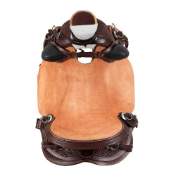 Selle western Wade Arizona Pool's avec sangle arrière et protection de couteau Marron foncé / naturel