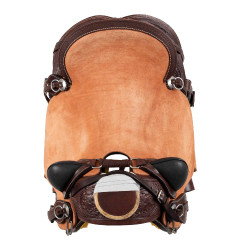 Selle western Wade Arizona Pool's avec sangle arrière et protection de couteau Marron foncé / naturel
