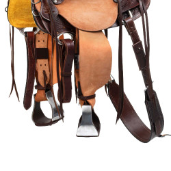 Selle western Wade Arizona Pool's avec sangle arrière et protection de couteau Marron foncé / naturel