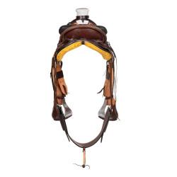 Selle western Wade Arizona Pool's avec sangle arrière et protection de couteau Marron foncé / naturel