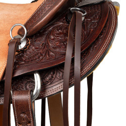 Selle western Wade Arizona Pool's avec sangle arrière et protection de couteau Marron foncé / naturel