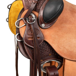 Selle western Wade Arizona Pool's avec sangle arrière et protection de couteau Marron foncé / naturel
