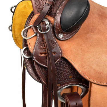 Selle western Wade Arizona Pool's avec sangle arrière et protection de couteau Marron foncé / naturel
