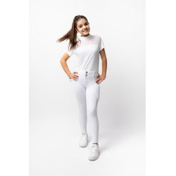 Pantalon d'équitation Horze Mira enfant fond intégral Blanc brillant