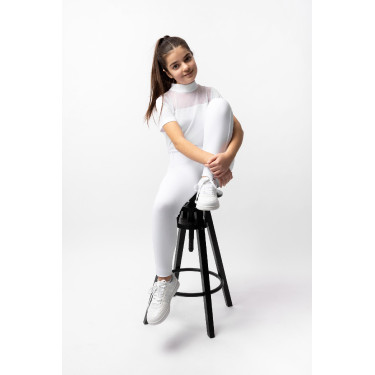 Pantalon d'équitation Horze Mira enfant fond intégral Blanc brillant