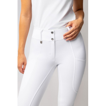 Pantalon Horze Grand Prix III Show fond intégral femme Blanc brillant