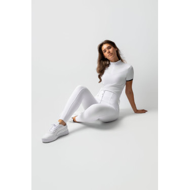 Pantalon Horze Grand Prix III Show fond intégral femme Blanc brillant