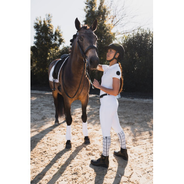Pantalon Horze Grand Prix III Show fond intégral femme Blanc brillant