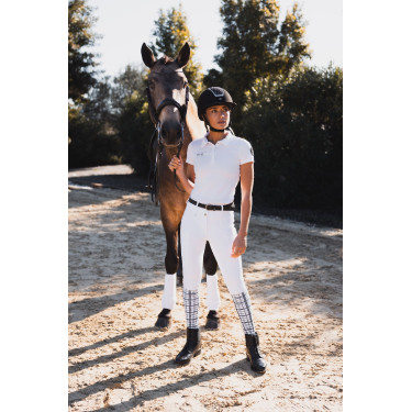 Pantalon Horze Grand Prix III Show fond intégral femme Blanc brillant