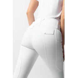Pantalon d'équitation Horze Leonie fond intégral femme Blanc brillant Pantalon d'équitation Horze Leonie fond intégral femme Blanc brillant