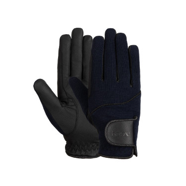 Dames rijhandschoenen Horze Mayla Winter Donker marineblauw