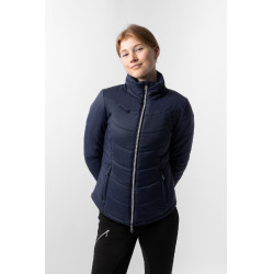 Gewatteerde paardrijjas Horze Astrid dames Polaireblauw Marineblauw