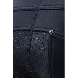 Pantalon d'équitation thermique full grip Horze Rhea enfant poches arrière Blueberry Bleu