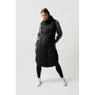 Lange mouwloze gewatteerde bodywarmer Gem B Vertigo Zwarte schoonheid
