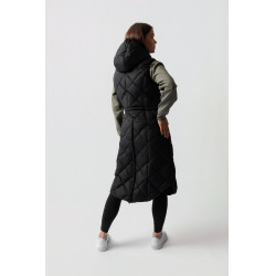 Lange mouwloze gewatteerde bodywarmer Gem B Vertigo Zwarte schoonheid