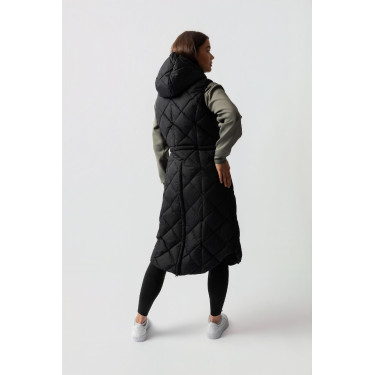 Lange mouwloze gewatteerde bodywarmer Gem B Vertigo Zwarte schoonheid