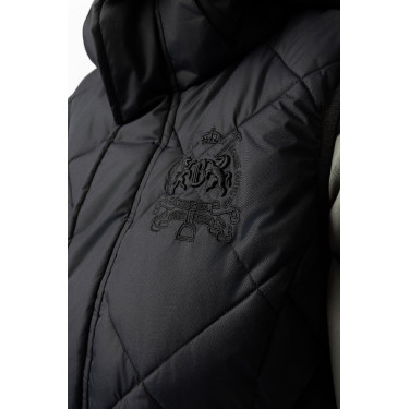 Lange mouwloze gewatteerde bodywarmer Gem B Vertigo Zwarte schoonheid