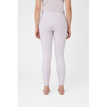 Pantalon d'équitation fond intégral Horze Kaitlin pour femme avec déco florale Chute d'orchidée Blanc